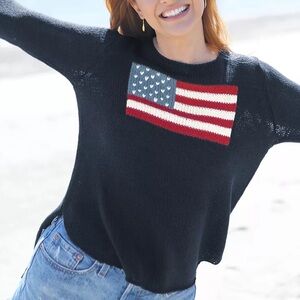Wooden Ships Flag Crewneck Navy Pullover Sweater